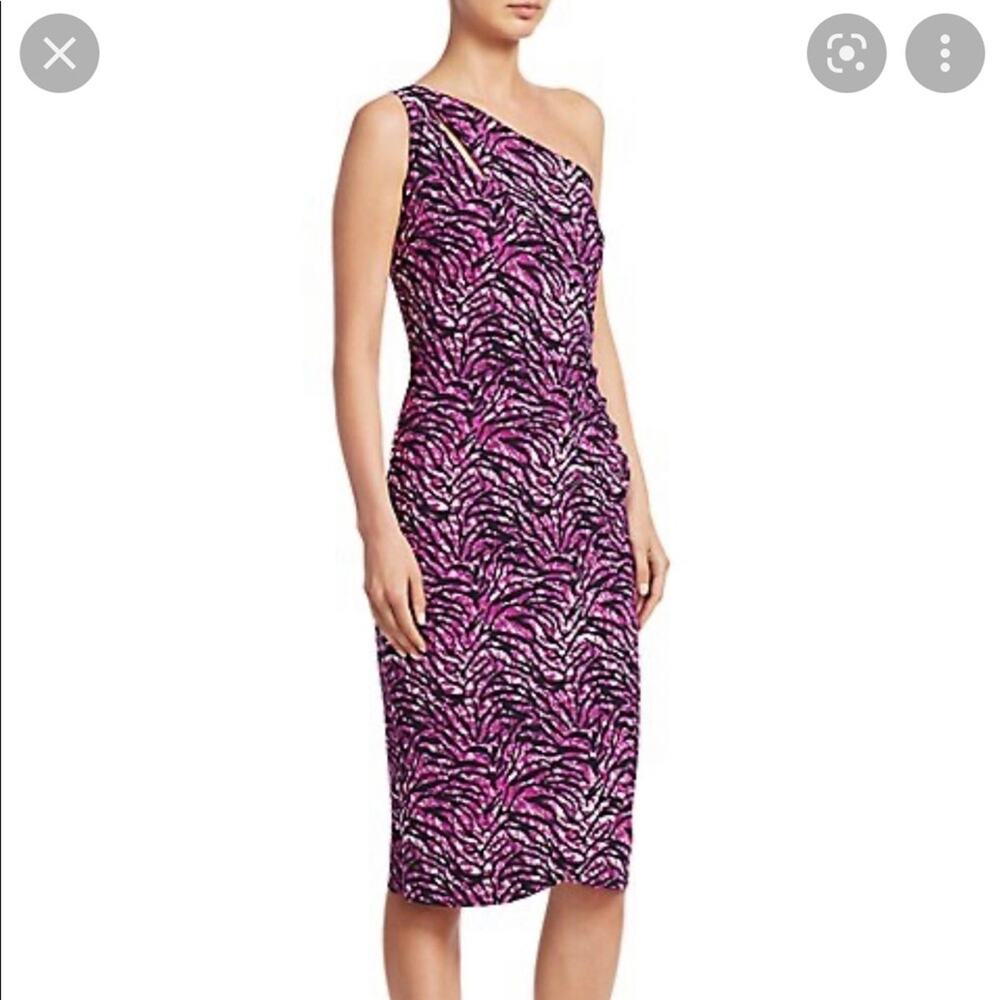 Chiara Boni La Petite Robe One Shoulder Purple Zebra Print Bodycon Dress Size 8